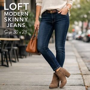 LOFT Modern Skinny Jeans Womens 30x28 Dark Wash Stretch Mid Rise Denim